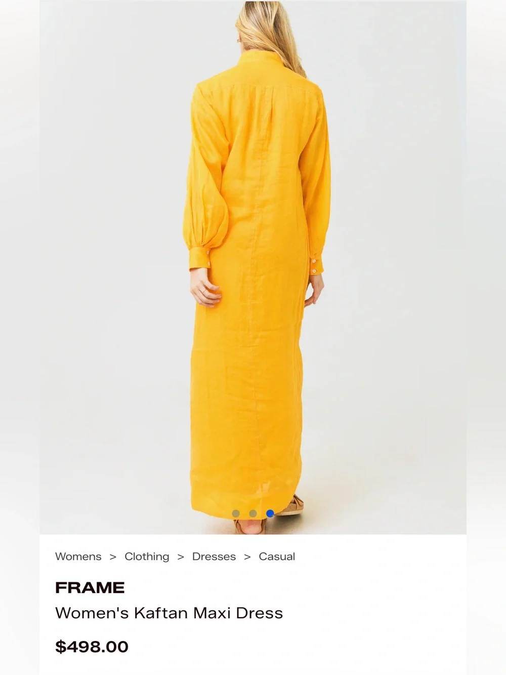 FRAME • Women's maxi kaftan Shirt Dress - XS - golden yellow - Picture 3 of 9